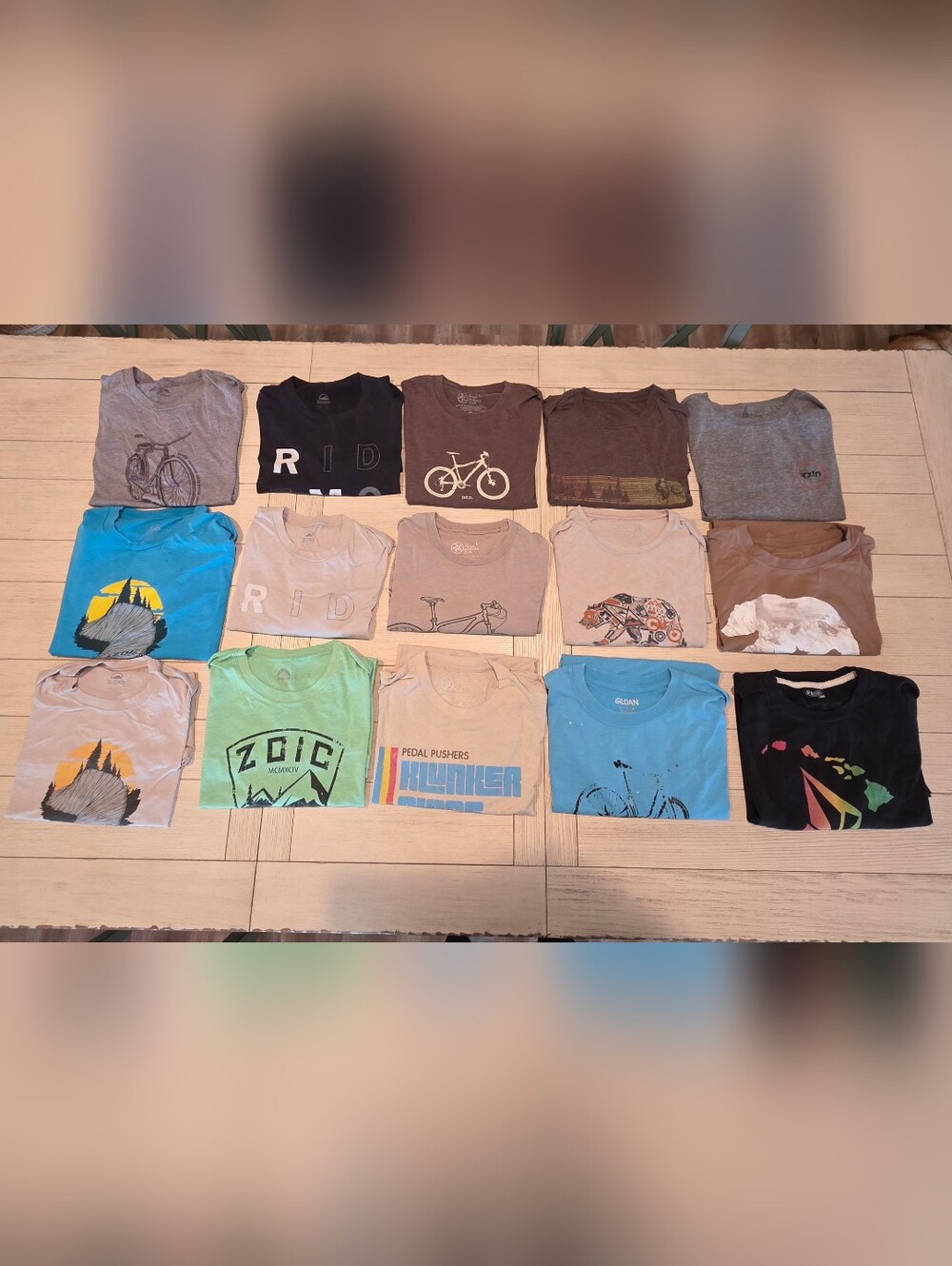 Men’s Mountain Bike & Cycling Graphic T-Shirt Bundle (15 Shirts) - Size Large